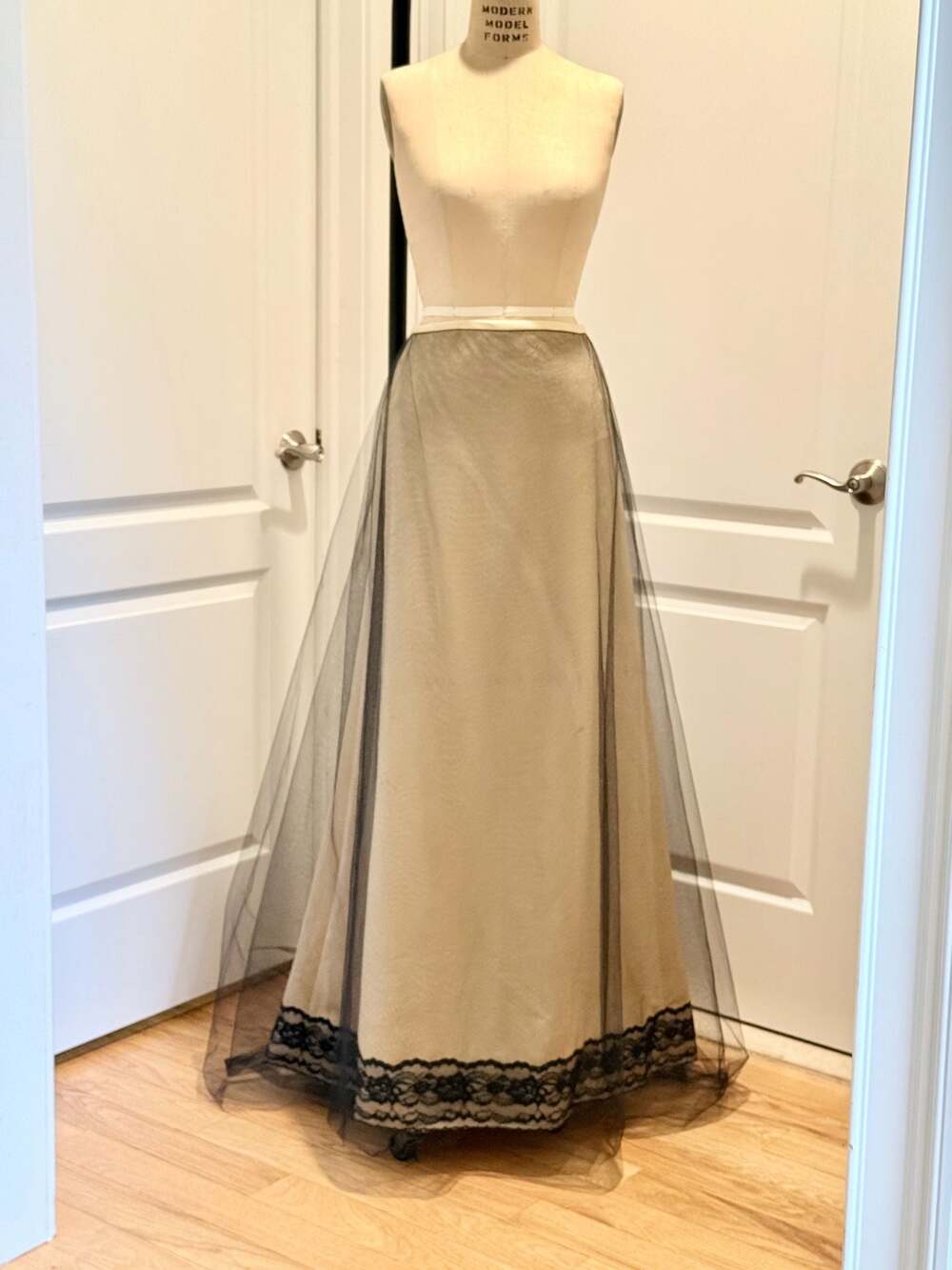 Y2K Pale Yellow Satin Tulle Train Skirt NWT | Gothic Romance size S